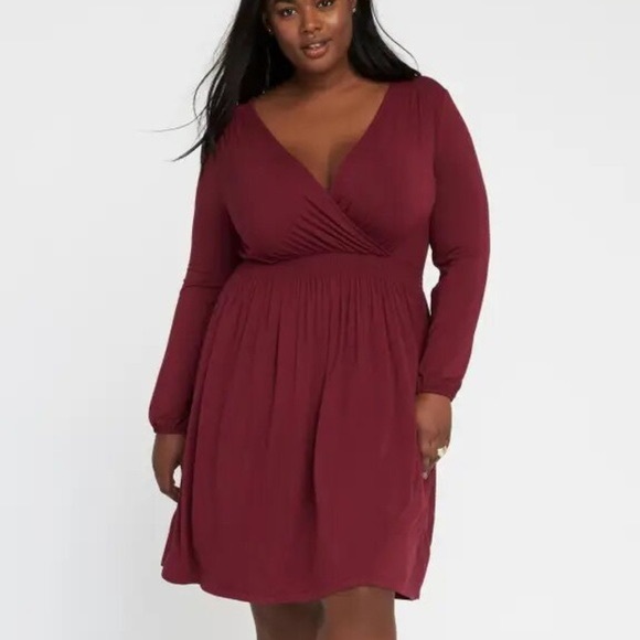 Old Navy Dresses & Skirts - Old Navy Deep Red faux wrap dress